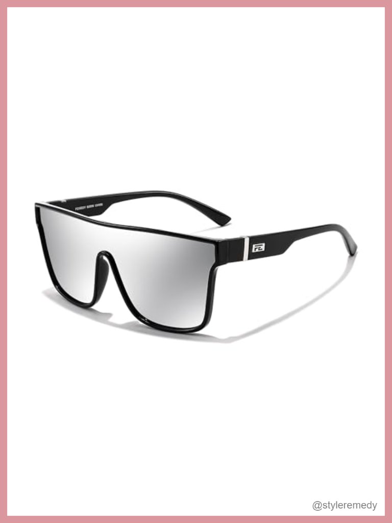 Oversized Square Mirrored Sunglasses With Uv400 Protection